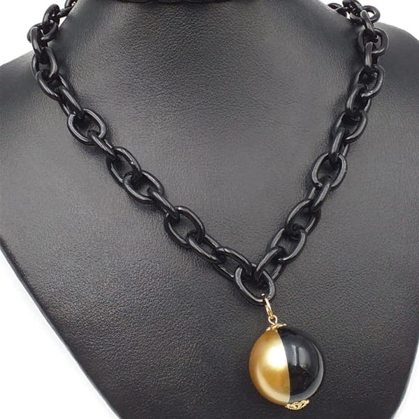 Latest Ball Locket For Her Black & Golden 25764 | 24hours.pk