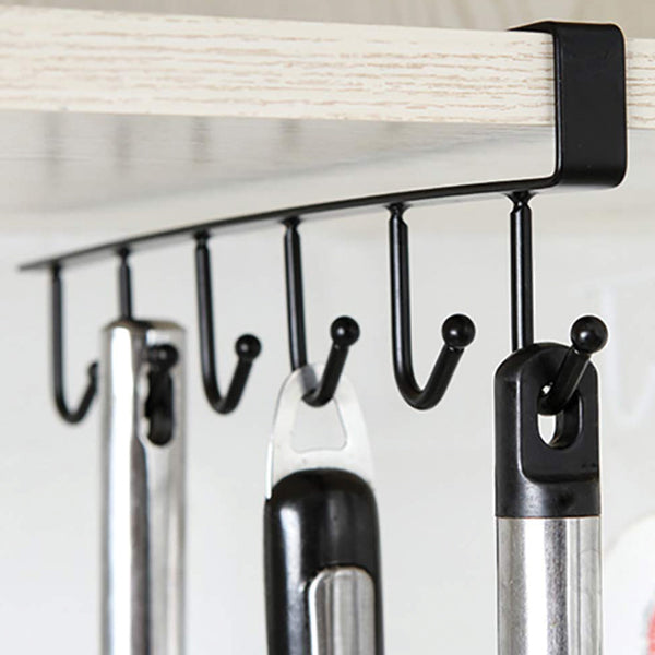Cup Holder With 6 Hooks To Place Under The Cabinet, Coffee Cup Hooks Tie Hook Key Hooks, For Kitchen
