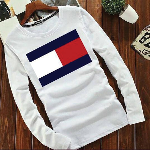A&S Round Crew Neck Full Seleve Printed Shirt For Men's White SP18