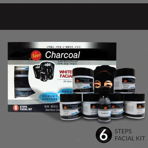 Charcoal Anti Blackhead Whitening Facial Kit 6 Step Facial Kit With Bleach Powder | 24hours.pk