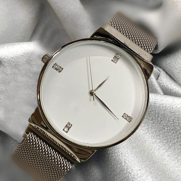 Ck Magnetic Pair Watch Dummy Down Second White & Silver For Mens & Womens Best Gift For Valentines Day 8973 | 24hours.pk