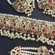 Set Hadrabade Malty Design Necklace For Women Red 51133