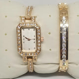 Rectangle Shaped Dial Watch With Bracelet For Women's Golden 542399 | Abdul Basit Janjee