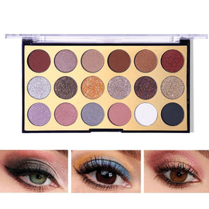 Palette of matte glitter eyeshadows 18 shiny colors eyeshadows makeup metallic luster waterproof eye makeup | Ammad