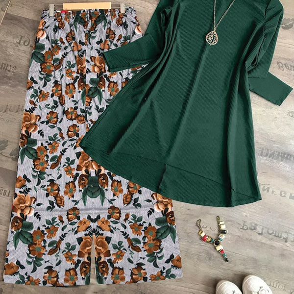 Western Plain Shirt Printed Trouser  Green