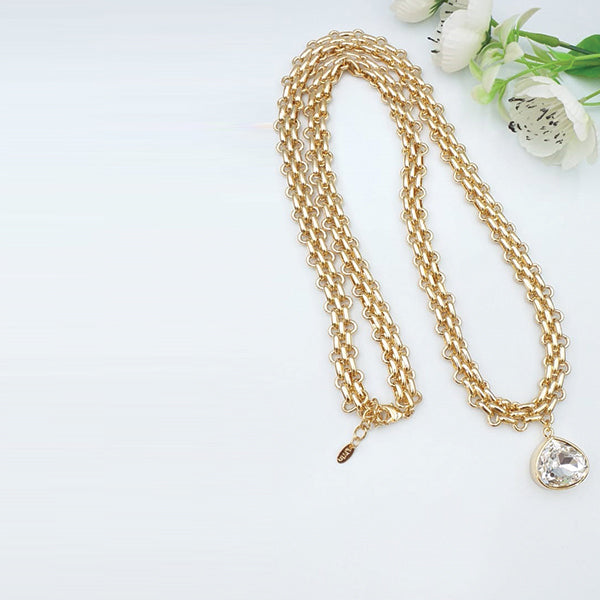 Latest Heart Shaped Stone With Chain Gold Locket For Her 25764 | 24hours.pk