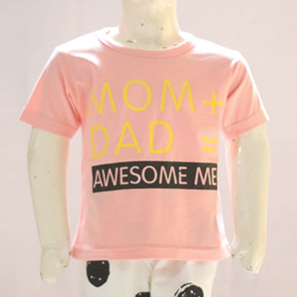 Mom Dad Awesome Me Printed Malai Jersey Stuff Baba Pink