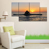 Sunset Men in Sea 3D Image 4pcs Wall Frame WF-170 | 24hours.pk