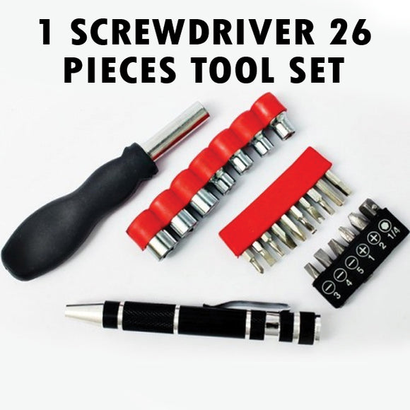 1 Screwdriver 26 Pieces Tool Set (JL -1024) | 24hours.pk