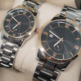 New Stylish Couple Watches Second With Date Ladies And Gents Pair Silver & Brown 97996 | Abdul Basit Janjee