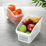 Pack of 4 Compact Plastic Basket Fruits Vegetable Storage Large Tray Kitchen Fridge Organizer