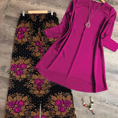 2 in 1 Kurti and Bootcut Trouser Set for Women & Girls Pink & Black Brown Trouser LP-002