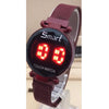 Round Red LED Watch Men Digital Watches with Touch Sensor Electronic Clock Wrist Stainless steel Watch