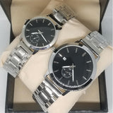 Simple Couple Watches Second With Date Ladies And Gents Pair Silver & Black 97996 | Abdul Basit Janjee