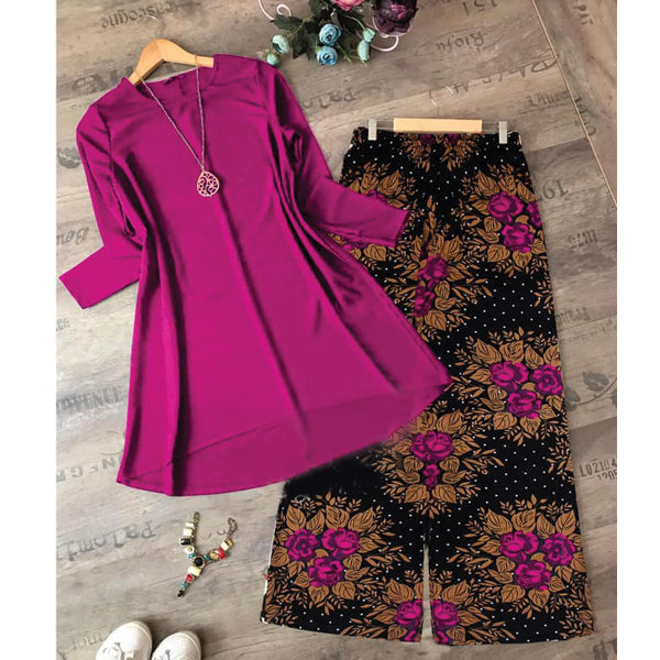 2 in 1 Kurti and Bootcut Trouser Set for Women & Girls Pink & Black Brown Trouser LP-002