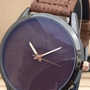 Latest Stylish High Quality Purple Dial & Brown Strap Watch For Men's 598211