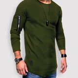 Men Arm Zipper Green Full Sleeve Shirt Green 17543