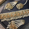 Set Hadrabade Malty Simple Design Necklace For Women In Peach Color Stones 51133
