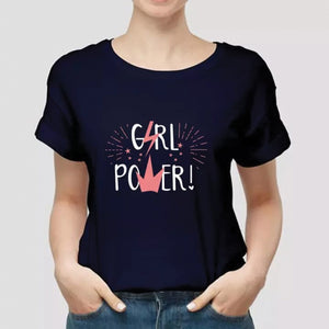 Girl Power Printed Girls Half Sleeve Printed Half Sleeve T-shirt Dark Blue 99910