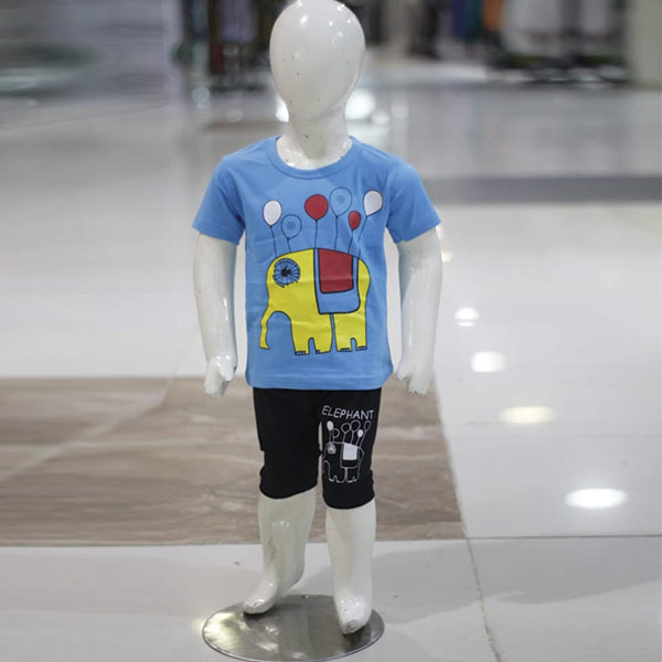 Elephant & Balloons Printed Malai Jersey Stuff Baba Suit Multicolors