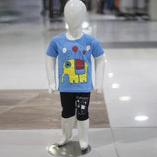 Elephant & Balloons Printed Malai Jersey Stuff Baba Suit Multicolors