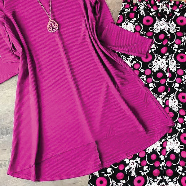 Western Plain Shirt Printed Trouser Boski Pink Black & White