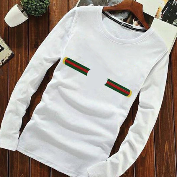Latest Round Crew Neck Full Sleeve Printed Shirt For Men's White SP01