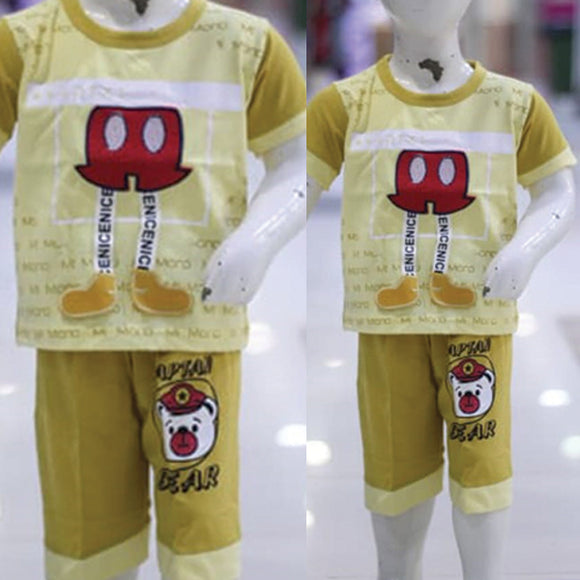 Creative Character Printed Malai Jersey Stuff Baba Suit Yellow