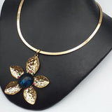 Flower Design Locket For Her Golden & Blue Stone 25764 | 24hours.pk