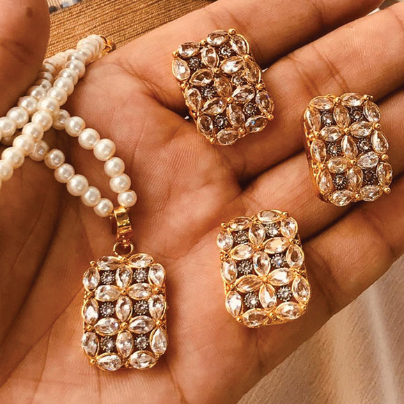 Egyption Pearls & Stones Locket Set For Women's