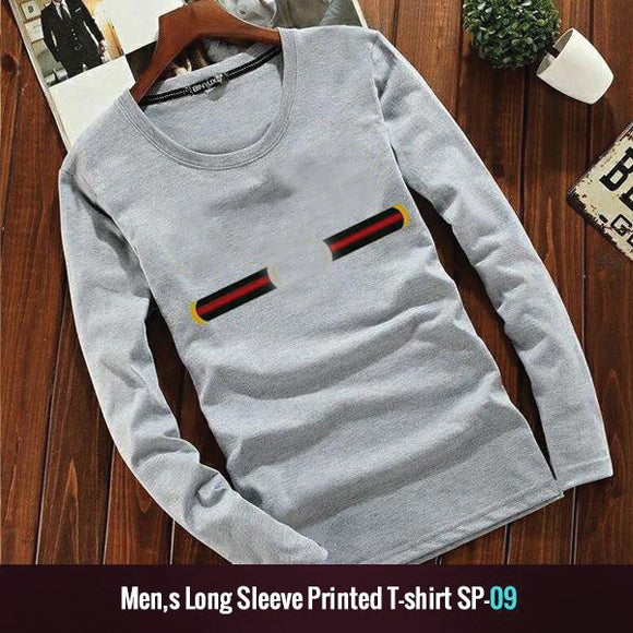 Latest Round Crew Neck Full Sleeve Printed Shirt For Men's Grey SP09