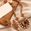 Stones & Pearls Necklace with Earrings For Women's In Random Colors