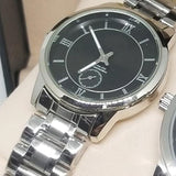 New Stylish Couple Watches Second With Date Ladies And Gents Pair Silver & Black 97996 | Abdul Basit Janjee