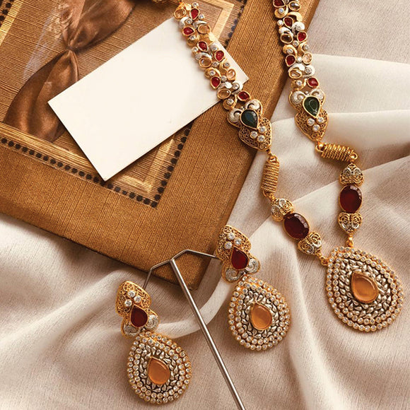 Creative Vintage Locket With Earrings Set For Womens Girls Random Design & Multicolor 875 | Mohsin Attari