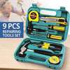 9Pcs Home Repairing Tool Set Kit Multi-functional Universal Precision Screwdriver Hammer Set Hardware Tool Kit Household Hand Tool Kit with Plastic Toolbox Storage Case (054) | 24HOURS.PK