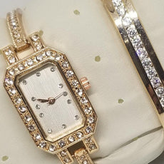 Rectangle Shaped Dial Watch With Bracelet For Women's Golden 542399 | Abdul Basit Janjee