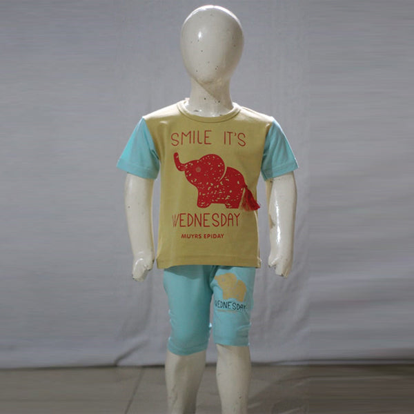 Smile It's Wednesday Printed Malai Jersey Stuff Baba Suit Multicolors