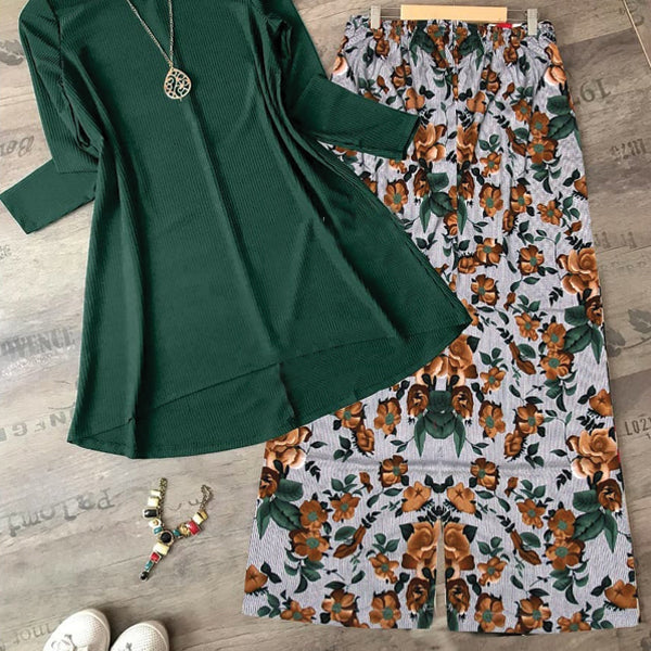 Western Plain Shirt Printed Trouser  Green