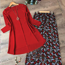 2 in 1 Kurti and Bootcut Trouser Set for Women & Girls Red & Blue LP-002