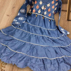 Stylish Frock For Girls Kids Light Blue | 24hours.pk