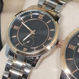 New Stylish Couple Watches Second With Date Ladies And Gents Pair Silver & Brown 97996 | Abdul Basit Janjee