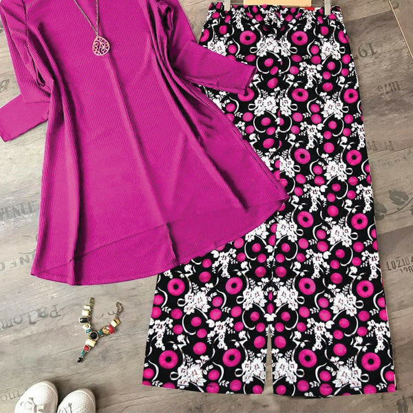 Western Plain Shirt Printed Trouser Boski Pink Black & White