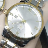New Stylish Couple Watches Second With Date Ladies And Gents Pair Silver & Golden 97996 | Abdul Basit Janjee