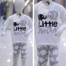 Little Brother Printed Malai Jersey Stuff Baba Suit White & Grey