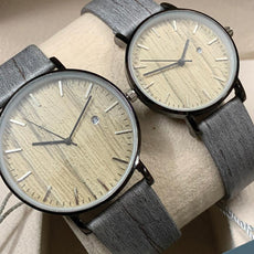 Grey Strap Pair Watch With Date Option For Men's And Womens Best Gift For Valentine's Day 8765 | 24hours.pk