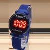 Round Red LED Watch Men Digital Watches with Touch Sensor Electronic Clock Wrist Stainless steel Watch