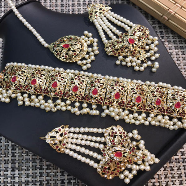 Set Hadrabade Malty Design Necklace For Women Red 51133