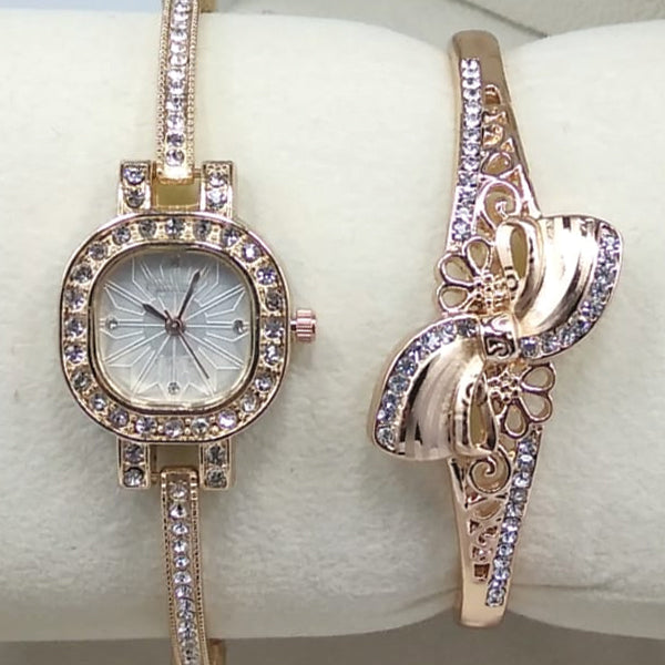 Latest Creative Radius Shaped Watch With Fashionable Bracelet For Her 00445