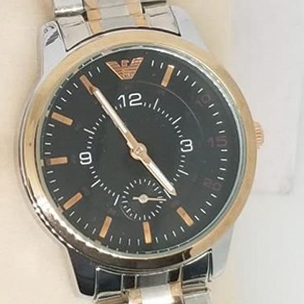 Creative Couple Watches Second With Date Ladies And Gents Pair Black Dial With Silver & Light Golden Chain 97996 | Abdul Basit Janjee