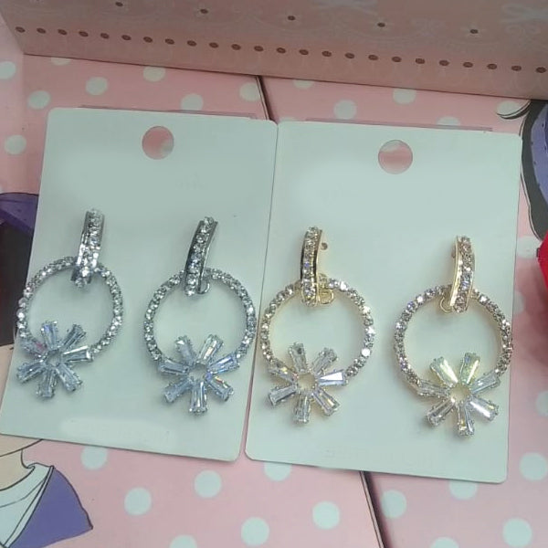 Zarcoon Flower Design Diamond Earrings For Her Random Colors | 24hours.pk